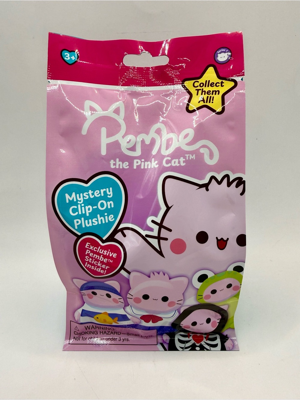 Pembe the Pink Cat Mystery Clip-On Plushie Series 1 Blind Bag 4” NEW Sealed
